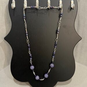 Elegant Silver and Purple Beaded Necklace